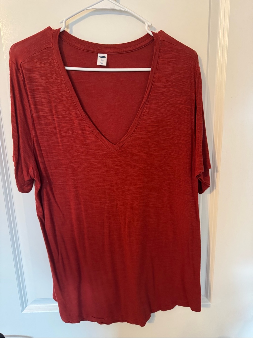 Old Navy Luxe V-Neck Short Sleeve T-Shirt Rust Orange